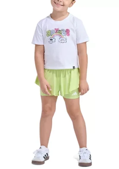 Girls 2-6x 2-Piece Short Sleeve Graphic Tee & Flowy Set