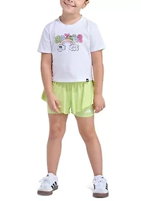 Girls 2-6x 2-Piece Short Sleeve Graphic Tee & Flowy Set