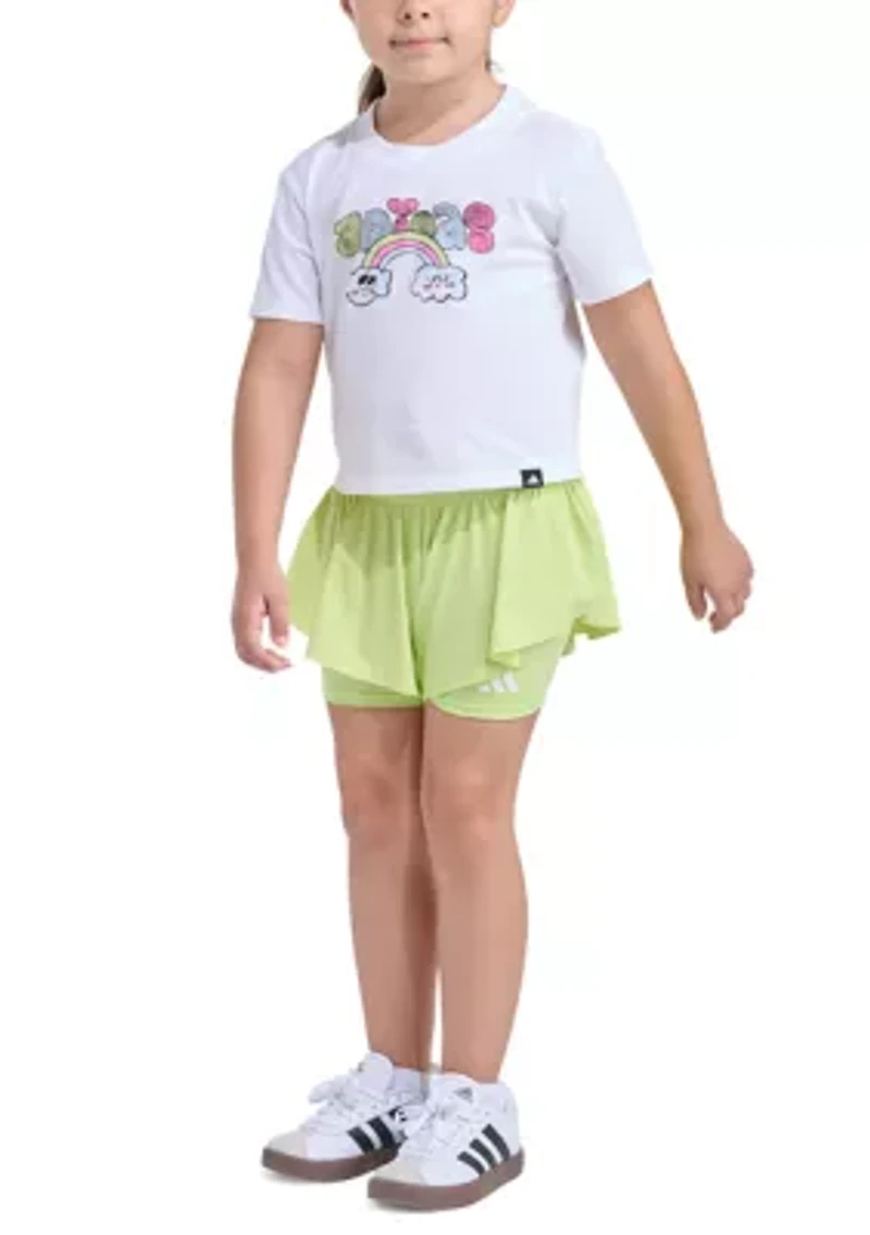 Girls 2-6x 2-Piece Short Sleeve Graphic Tee & Flowy Set