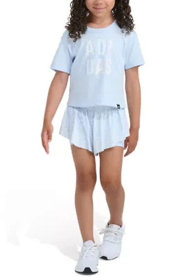 Girls 4-6x 2-Piece Short Sleeve Graphic T-Shirt & Printed Flowy Set