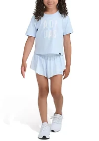 Girls 4-6x 2-Piece Short Sleeve Graphic T-Shirt & Printed Flowy Set