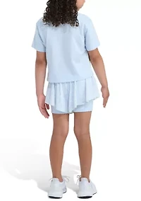 Girls 4-6x 2-Piece Short Sleeve Graphic T-Shirt & Printed Flowy Set