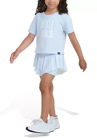 Girls 4-6x 2-Piece Short Sleeve Graphic T-Shirt & Printed Flowy Set