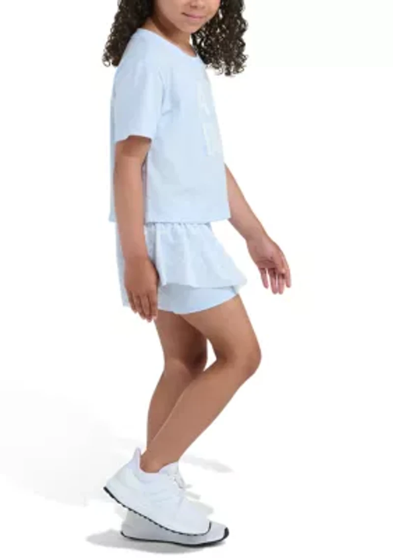 Girls 4-6x 2-Piece Short Sleeve Graphic T-Shirt & Printed Flowy Set