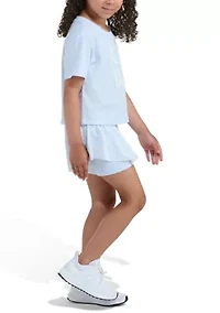 Girls 4-6x 2-Piece Short Sleeve Graphic T-Shirt & Printed Flowy Set