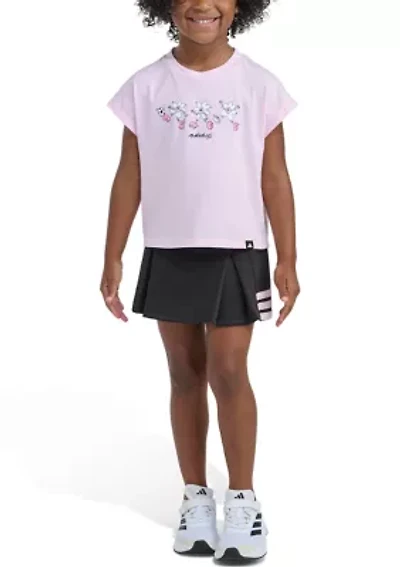 Girls 4-6 2-Piece Short Sleeve Box T-Shirt & Pleated Skort Set