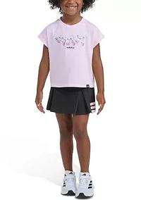 Girls 4-6 2-Piece Short Sleeve Box T-Shirt & Pleated Skort Set
