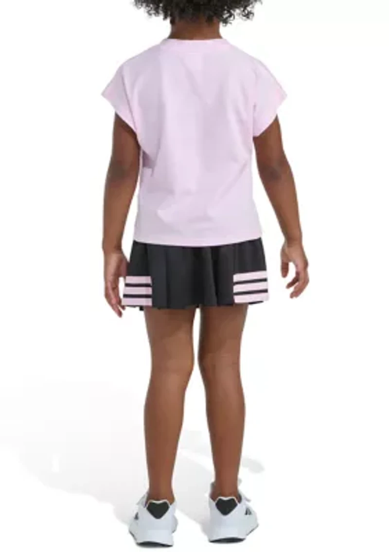 Girls 4-6 2-Piece Short Sleeve Box T-Shirt & Pleated Skort Set