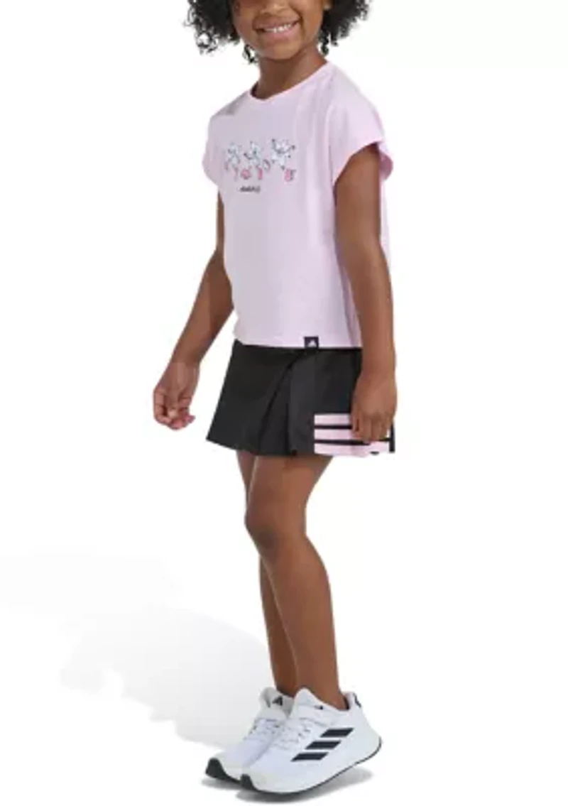 Girls 4-6 2-Piece Short Sleeve Box T-Shirt & Pleated Skort Set