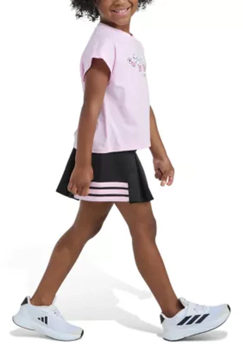 Girls 4-6 2-Piece Short Sleeve Box T-Shirt & Pleated Skort Set