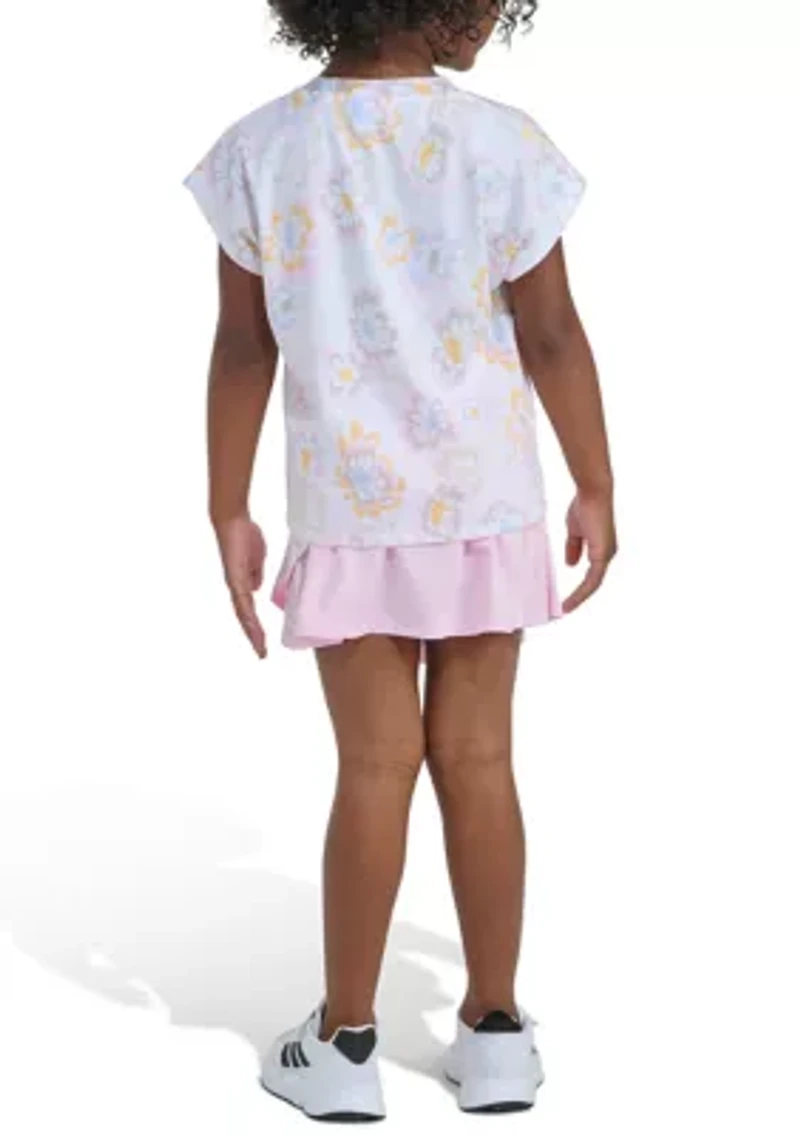 Girls 4-6x Printed Box T-Shirt and Faux Wrap Skort Set
