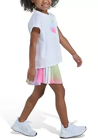 Girls 4-6x Printed Box T-Shirt and Faux Wrap Skort Set