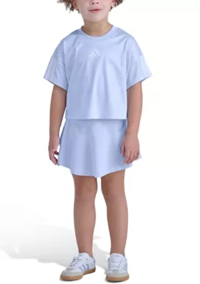 Girls 4-6 2-Piece Short Sleeve Printed Soccer Top & Skort Set