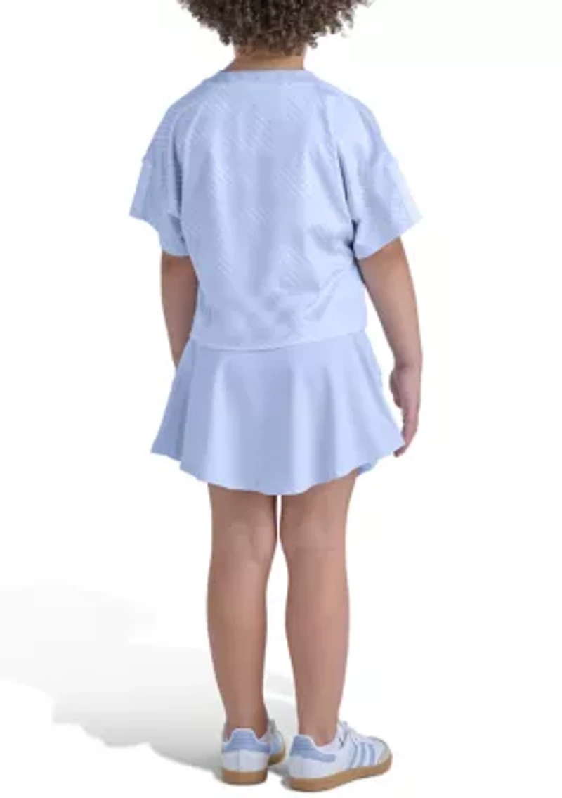 Girls 4-6 2-Piece Short Sleeve Printed Soccer Top & Skort Set