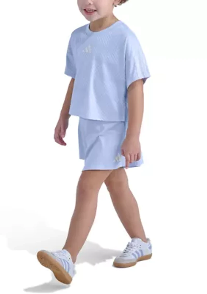 Girls 4-6 2-Piece Short Sleeve Printed Soccer Top & Skort Set