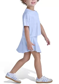 Girls 4-6 2-Piece Short Sleeve Printed Soccer Top & Skort Set