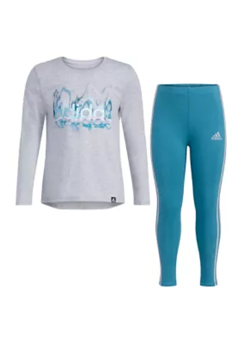 Girls 4-6x Two Piece Long Sleeve Swing T-Shirt & Leggings Set