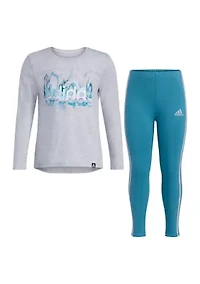 Girls 4-6x Two Piece Long Sleeve Swing T-Shirt & Leggings Set