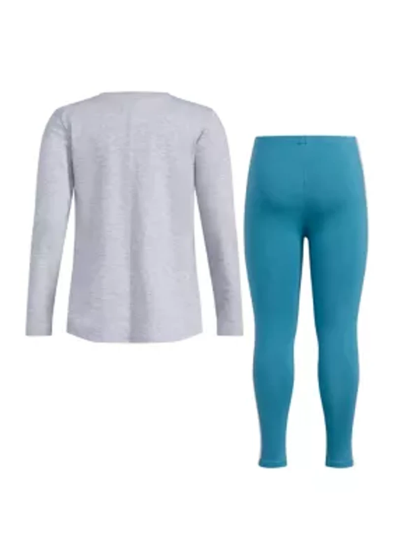 Girls 4-6x Two Piece Long Sleeve Swing T-Shirt & Leggings Set