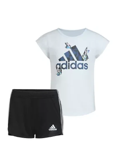 Girls 4-6x Block Letters Logo T-Shirt and Shorts Set