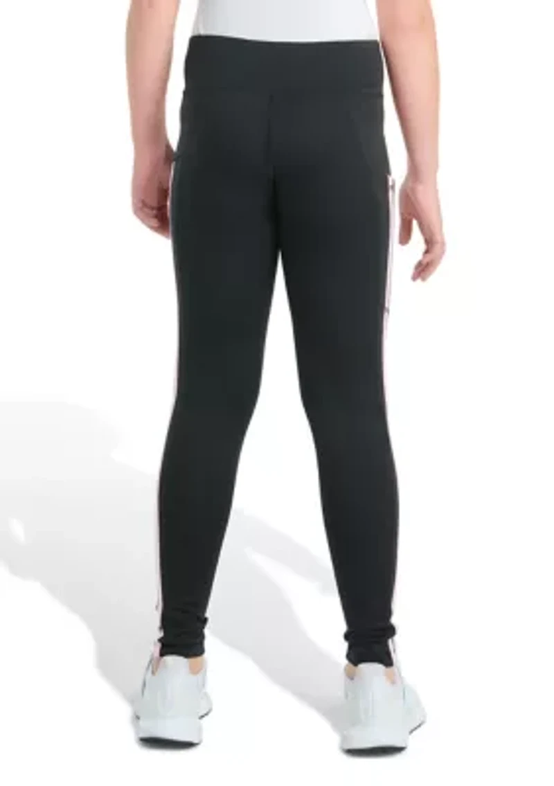 Girls 7-16 Detached Waistband Cell Phone Pocket 3-Stripe Leggings