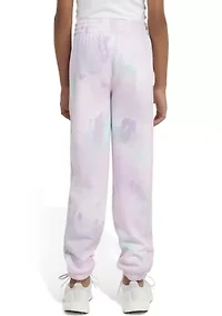 Girls 7-16 Elastic Waistband Printed 3-Stripe Fleece Joggers
