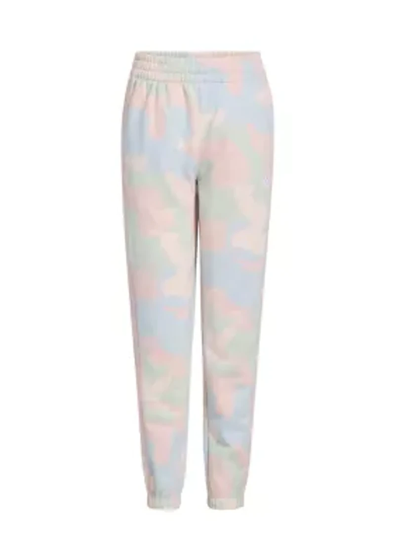 Girls 7-16 Elastic Waistband 3 Stripe Printed Fleece Jogger Pants