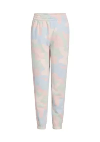 Girls 7-16 Elastic Waistband 3 Stripe Printed Fleece Jogger Pants