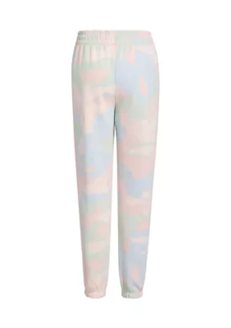 Girls 7-16 Elastic Waistband 3 Stripe Printed Fleece Jogger Pants