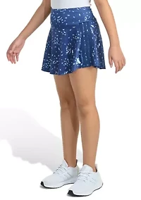 Girls 7-16 Detached Waistband Printed 3-Stripe Flounce Skort