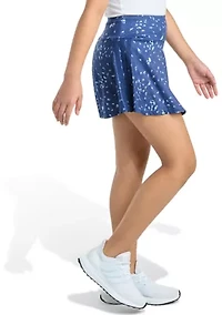 Girls 7-16 Detached Waistband Printed 3-Stripe Flounce Skort