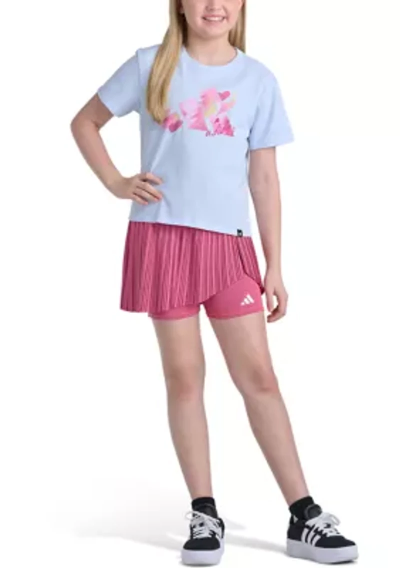 Girls 6" Woven Pleated Skort