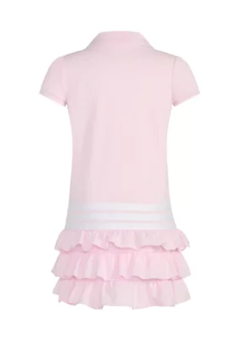 Girls 4-6x Short Sleeve Ruffle Polo Dress