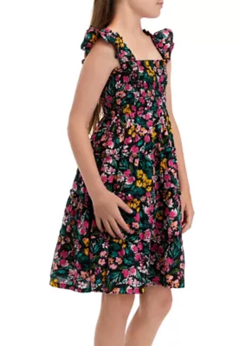 Girls 7-16 Smocked Tiered Dress