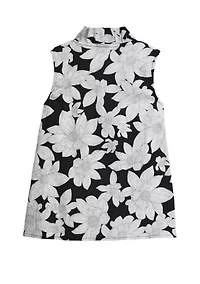 Girls 7-16 Sleeveless Ruffle Neck Printed Top