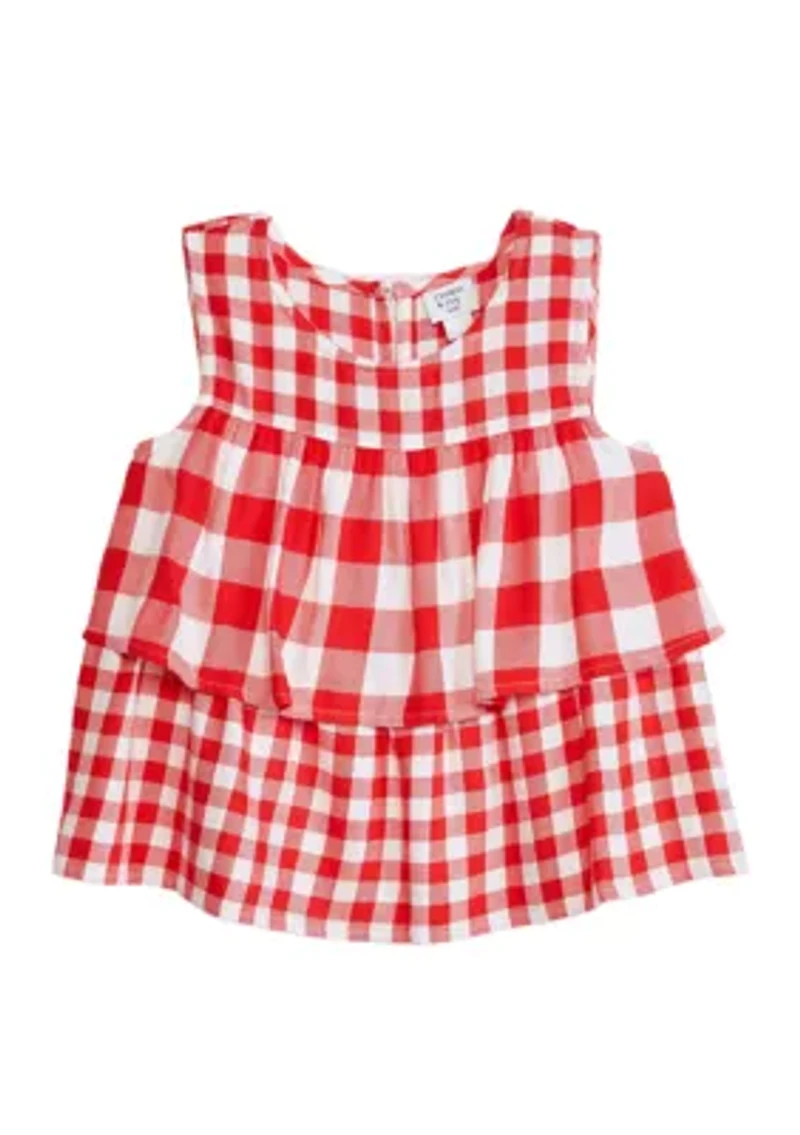Girls 7-16 Layered Woven Yarn Dyed Tank Top