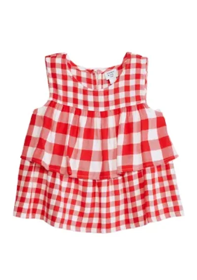 Girls 7-16 Layered Woven Yarn Dyed Tank Top