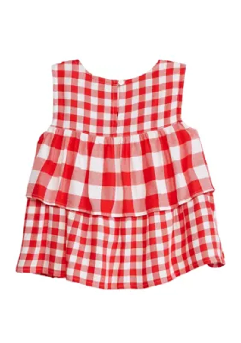 Girls 7-16 Layered Woven Yarn Dyed Tank Top