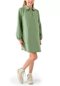 Girls 7-16 Long Sleeve Utility Dress