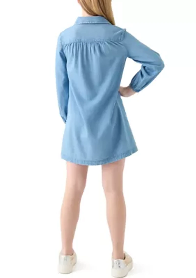 Girls 7-16 Chambray Utility Dress