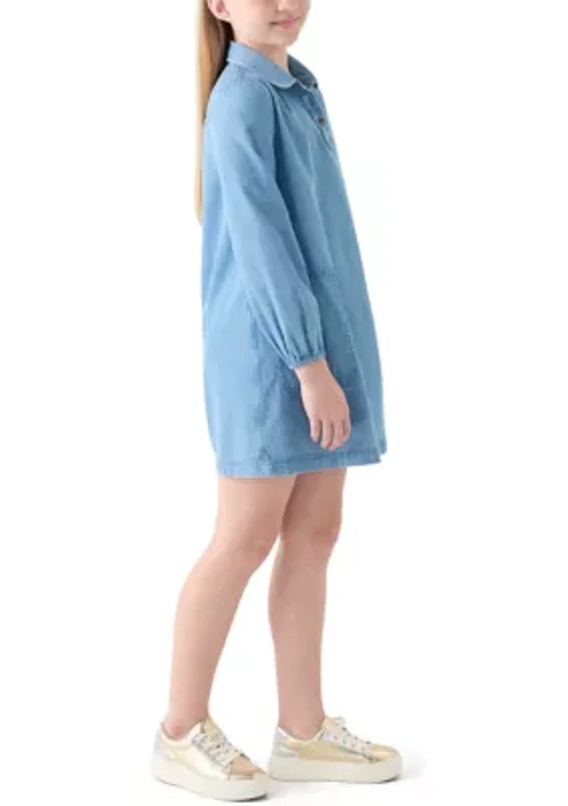 Girls 7-16 Chambray Utility Dress