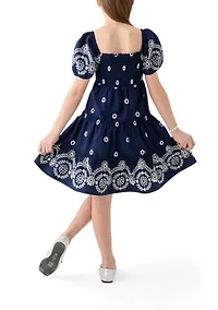 Girls 7-16 Broderie Smocked Dress