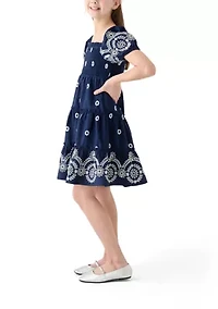 Girls 7-16 Broderie Smocked Dress