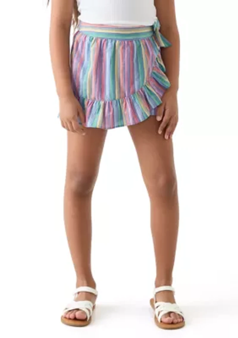 Girls 7-16 Wrap Ruffle Printed Skort