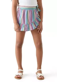 Girls 7-16 Wrap Ruffle Printed Skort