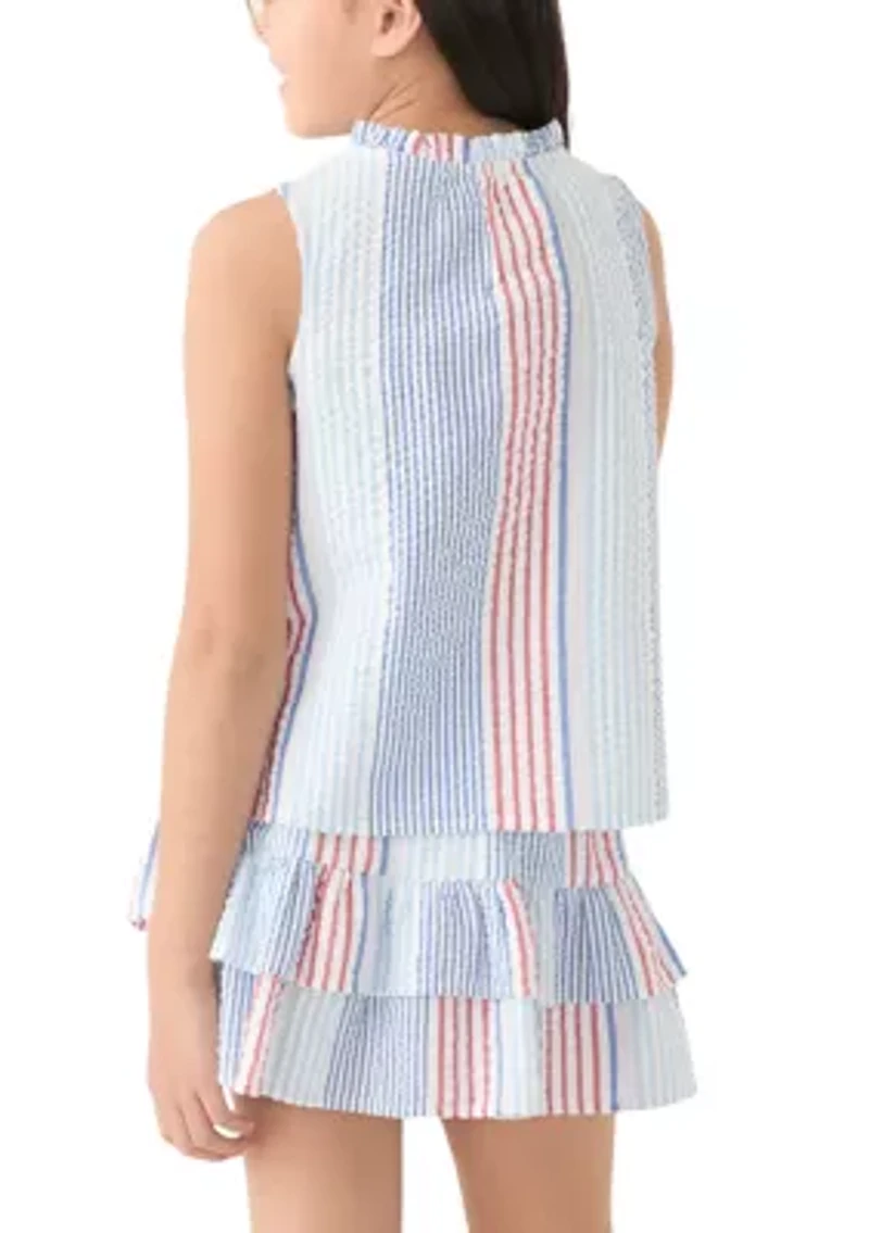 Girls 7-16 Stripe Ruffle Top
