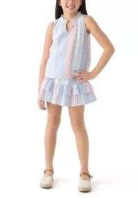 Girls 7-16 Stripe Ruffle Top