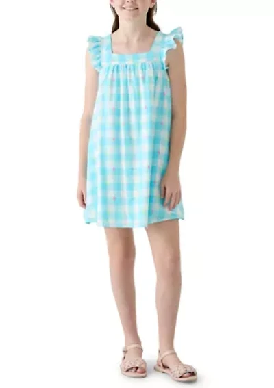 Girls 7-16 Square Neck Flutter Dress