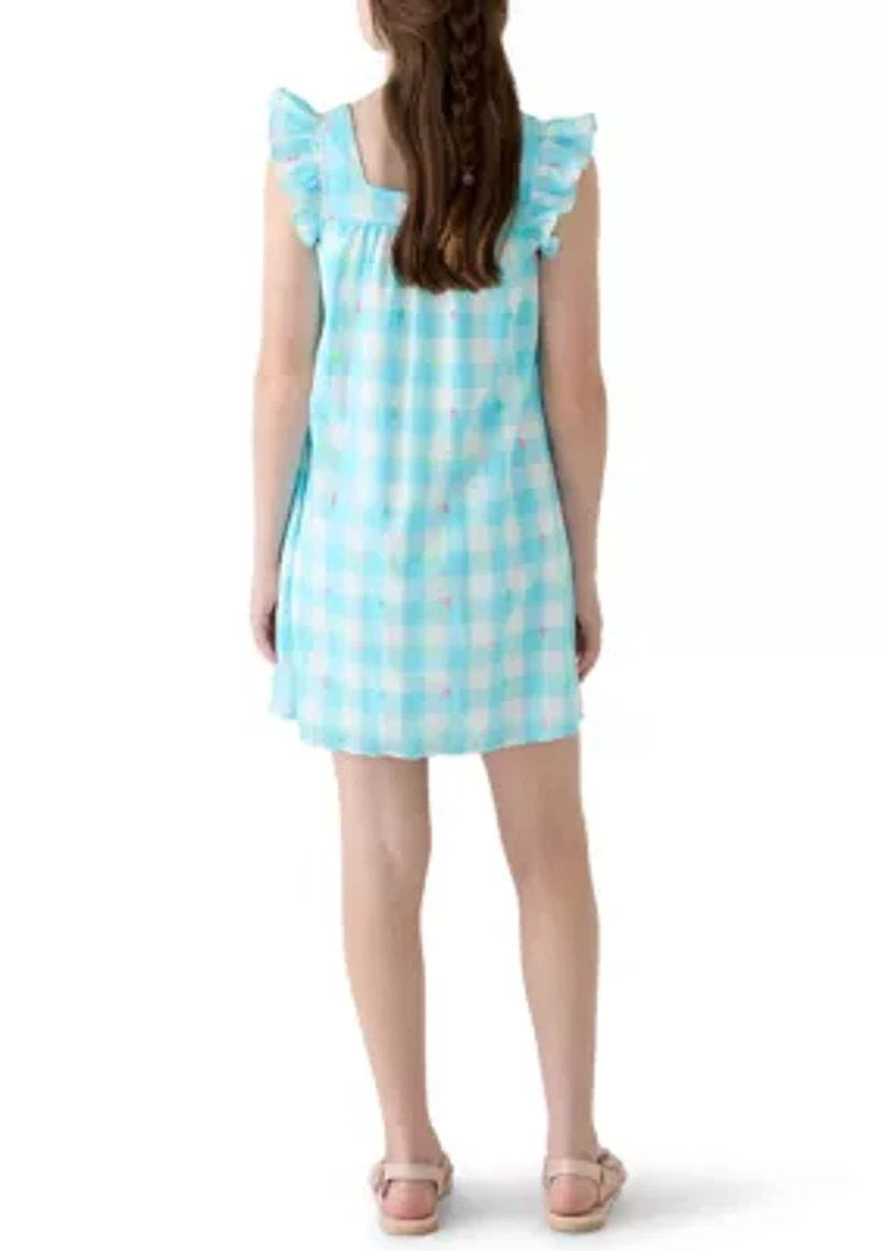 Girls 7-16 Square Neck Flutter Dress