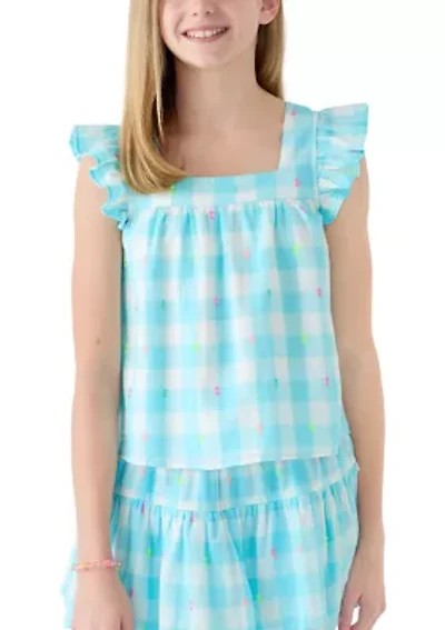 Girls 7-16 Square Neck Flutter Top